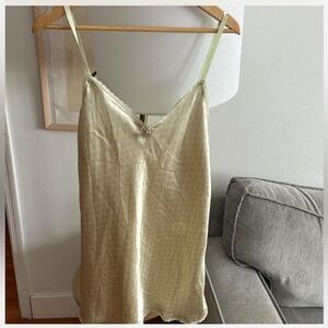 Vintage Green Y2K Floral Babydoll Mini Dress Femenine Size L